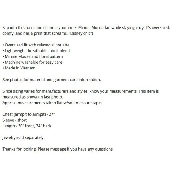 LulaRoe Irma Top Womens Size XL Disney Minnie Mouse Green Floral T-Shirt Tunic - Picture 9 of 10